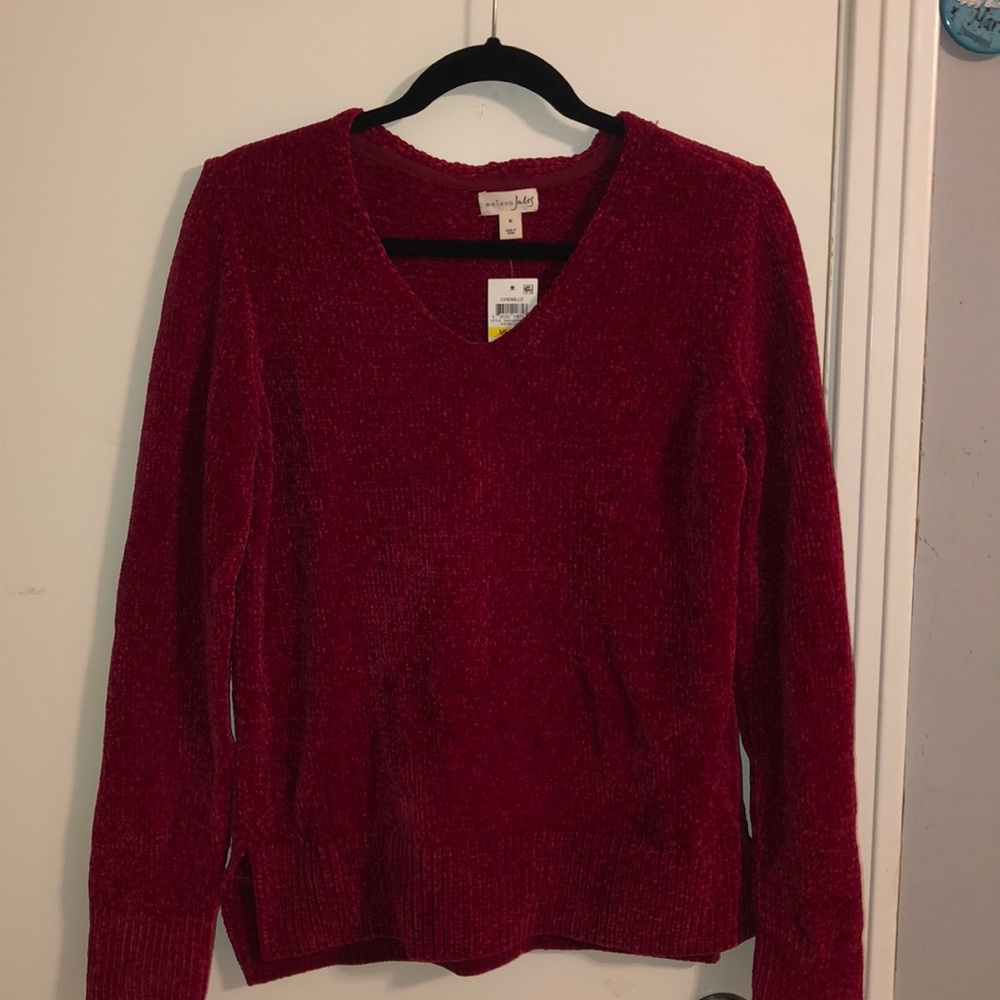 Red chenille sweater NWT